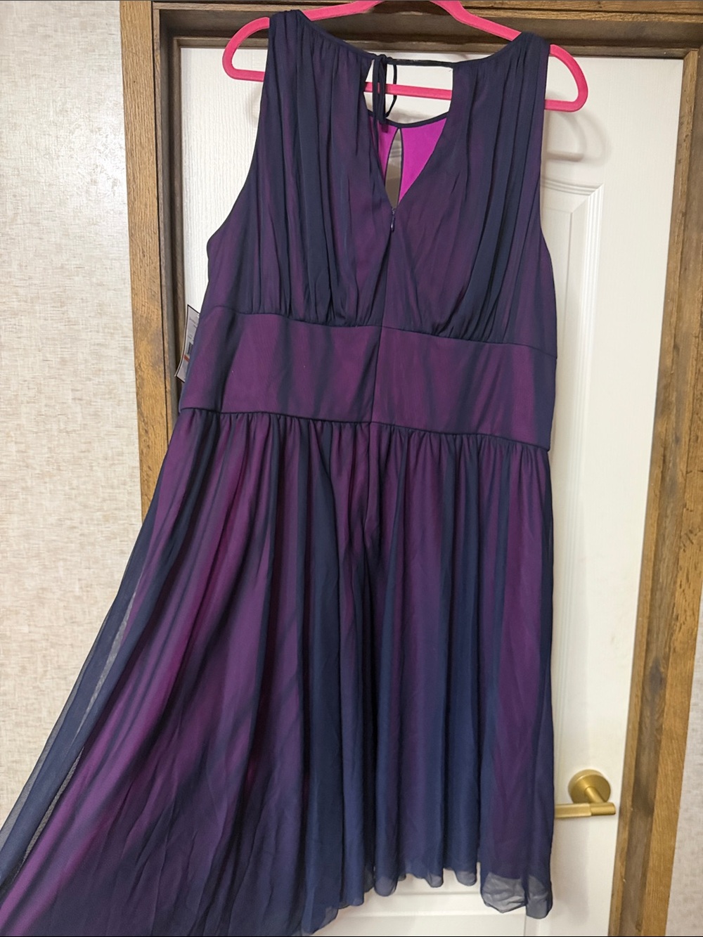 Dark Purple Sleeveless Beaded Waist Cocktail Dress - Picture 8 of 16
